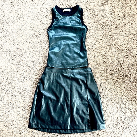 RD Style Dresses & Skirts - RD Style BP Black Faux Leather Mini Skirt Tank Top Set Outfit 2 Piece XS S